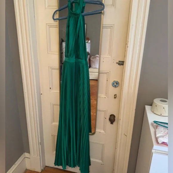 L’IDEE size 6 green pleated midi emerald dress green renaissance - Picture 5 of 10